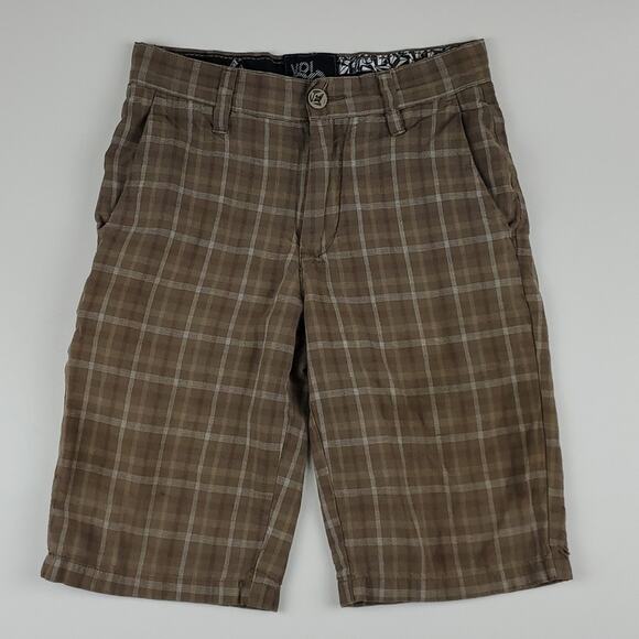 Volcom Orson Plaid Checkered Chino Cargo Board Casual Short Pocket Youth 24 - Picture 1 of 5